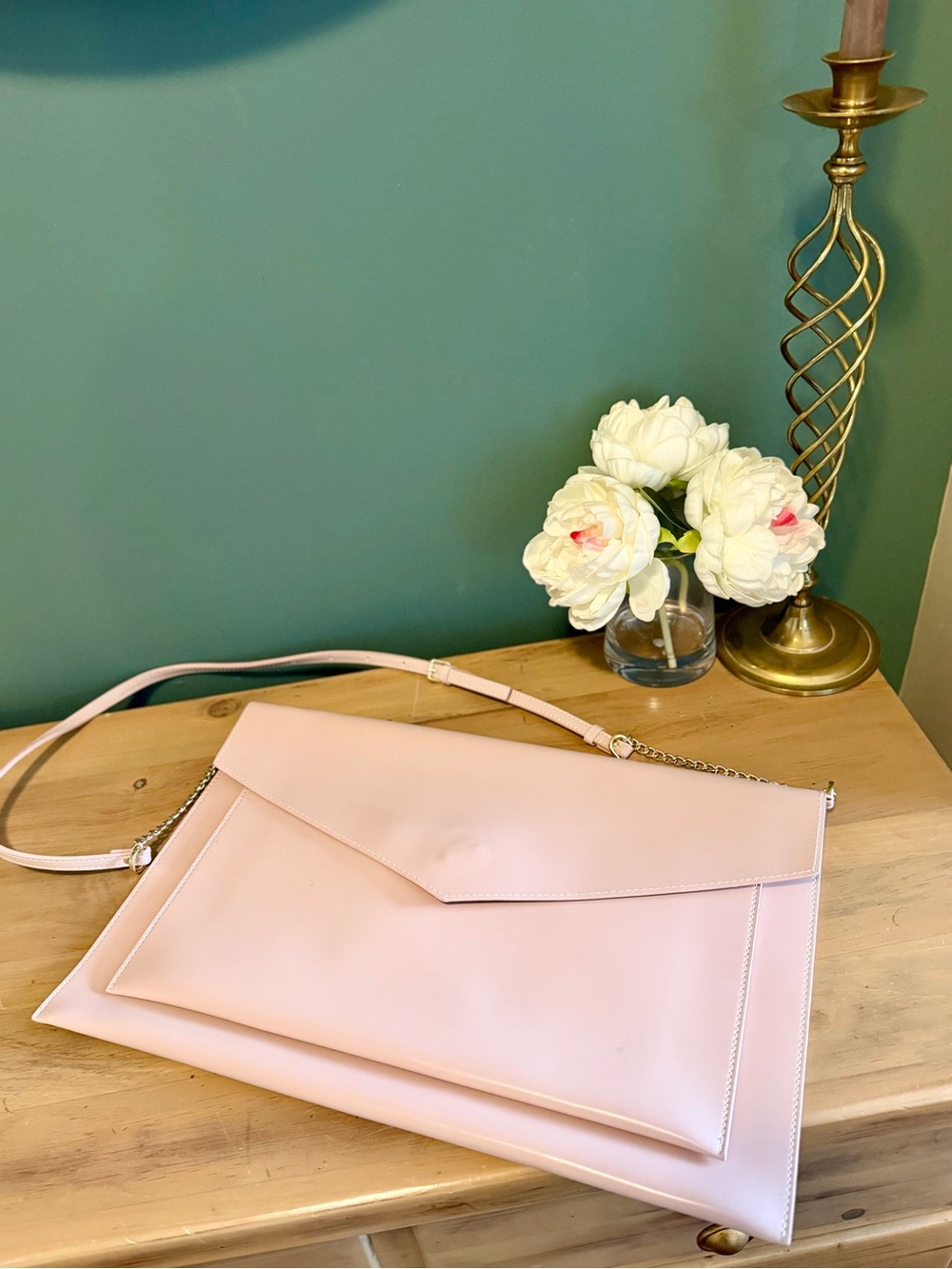 Elegant Blush Pink Envelope Crossbody Bag